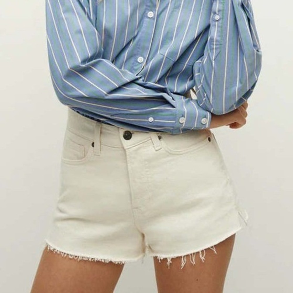 Veronica‎ Beard Timmi Denim Shorts Ecru High Rise Cut Off Size 6